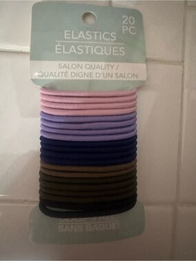Salon Quality 20-Pack Women’s Hair Elastics - Pink, Purple, Blue, Brown, Black
